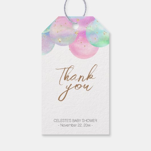 Kleurrijke Rainbow Bubbles Baby shower Dank u Cadeaulabel (Achterkant)