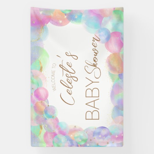 Kleurrijke Rainbow Bubbles Baby shower Welkom Spandoek (Verticaal)