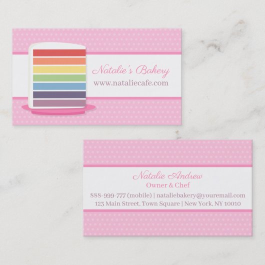 Kleurrijke Rainbow Cake Bakkerij Visitekaartje (Voorkant / Achterkant)