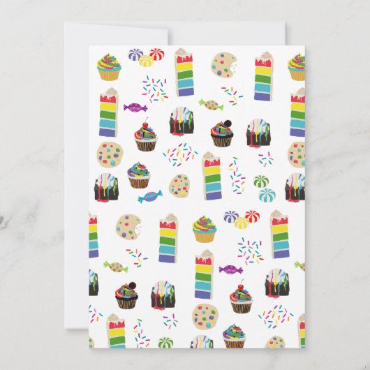 Kleurrijke Rainbow Cake Desserts & Sprinkles Patro Bedankkaart (Achterkant)