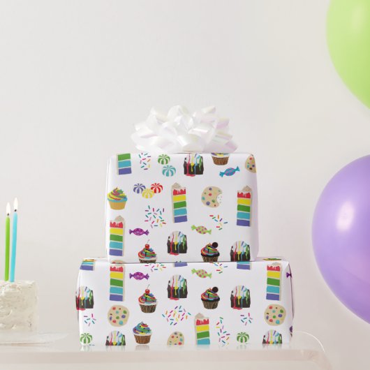 Kleurrijke Rainbow Cake Desserts & Sprinkles Patro Cadeaupapier (Feestgeschenken)
