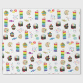 Kleurrijke Rainbow Cake Desserts & Sprinkles Patro Cadeaupapier (Vlak)