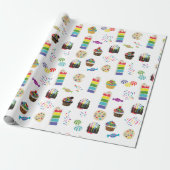 Kleurrijke Rainbow Cake Desserts & Sprinkles Patro Cadeaupapier (Uitgerold)