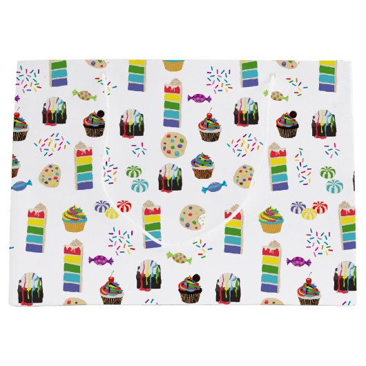 Kleurrijke Rainbow Cake Desserts & Sprinkles Patro Groot Cadeauzakje (Voorkant)