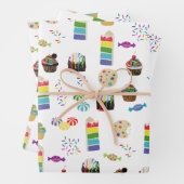 Kleurrijke Rainbow Cake Desserts & Sprinkles Patro Inpakpapier Vel (In situ)