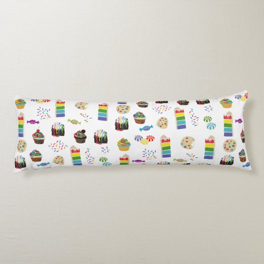 Kleurrijke Rainbow Cake Desserts & Sprinkles Patro Lichaamskussen (Achterkant)