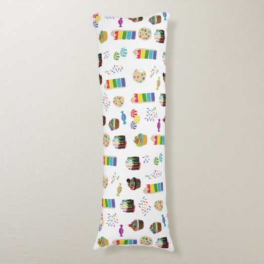 Kleurrijke Rainbow Cake Desserts & Sprinkles Patro Lichaamskussen (Voorkant Verticaal)