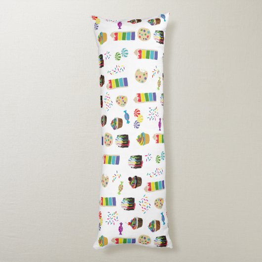 Kleurrijke Rainbow Cake Desserts & Sprinkles Patro Lichaamskussen (Achterkant (Verticaal))