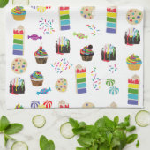 Kleurrijke Rainbow Cake Desserts & Sprinkles Patro Theedoek (Gevouwen)