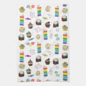 Kleurrijke Rainbow Cake Desserts & Sprinkles Patro Theedoek (Verticaal)