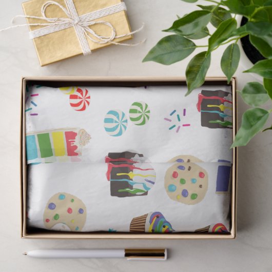 Kleurrijke Rainbow Cake Desserts & Sprinkles Patro Tissuepapier (Geschenk)