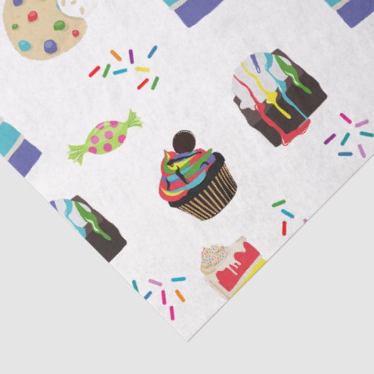 Kleurrijke Rainbow Cake Desserts & Sprinkles Patro Tissuepapier (Detail)