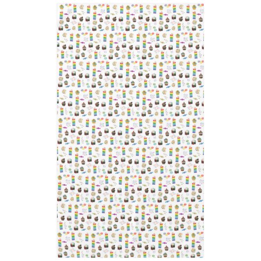 Kleurrijke Rainbow Cake Desserts Sprinkles Verjaar Tafelkleed (Voorkant)