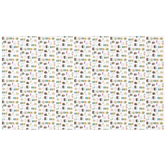 Kleurrijke Rainbow Cake Desserts Sprinkles Verjaar Tafelkleed (Voorkant (Horizontaal))