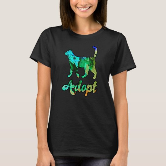 Kleurrijke Rainbow Cat Adoption T-shirt (Voorkant)
