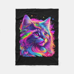 Kleurrijke Rainbow Cat Graphic Fleece Deken