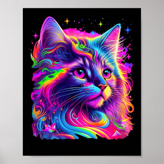 Kleurrijke Rainbow Cat Graphic Poster (Voorkant)