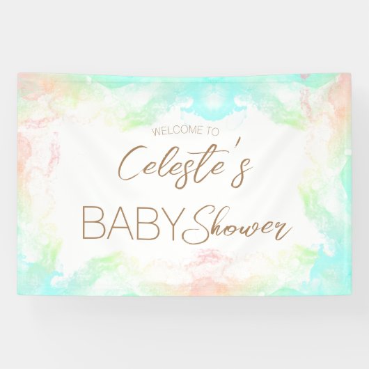 Kleurrijke Rainbow Clouds Baby shower Welkom Spandoek (Horizontaal)