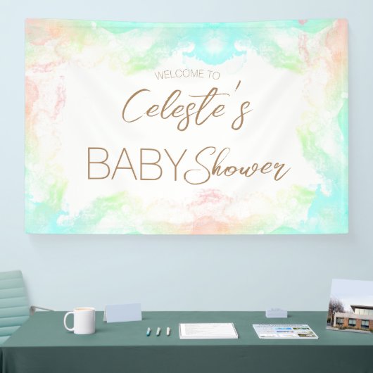 Kleurrijke Rainbow Clouds Baby shower Welkom Spandoek (Beurs)