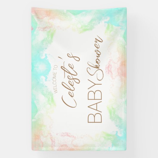 Kleurrijke Rainbow Clouds Baby shower Welkom Spandoek (Verticaal)