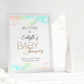 Kleurrijke Rainbow Clouds Wit Baby shower Welkom Poster