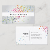 Kleurrijke Rainbow Confetti Bokehn op grijs Visitekaartje (Voorkant / Achterkant)