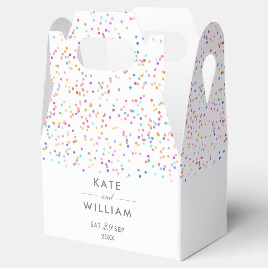 Kleurrijke Rainbow Confetti bruiloft Bedankdoosjes (Geopend)
