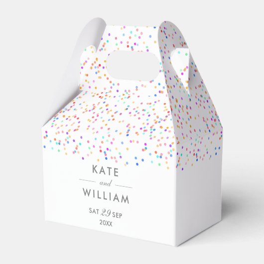 Kleurrijke Rainbow Confetti bruiloft Bedankdoosjes (Voorkant Zijde)