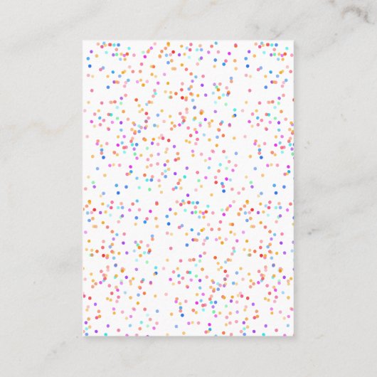 Kleurrijke Rainbow Confetti bruiloft dank u Plaatskaartje (Achterkant)
