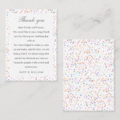 Kleurrijke Rainbow Confetti bruiloft dank u Plaatskaartje (Voorkant / Achterkant)