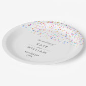 Kleurrijke Rainbow Confetti bruiloft Papieren Bordje (Gekanteld)