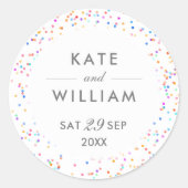 Kleurrijke Rainbow Confetti bruiloft Ronde Sticker (Voorkant)