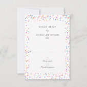 Kleurrijke Rainbow Confetti bruiloft RSVP Kaart (Voorkant)