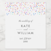 Kleurrijke Rainbow Confetti bruiloft Wijn Etiket (Enkel label)