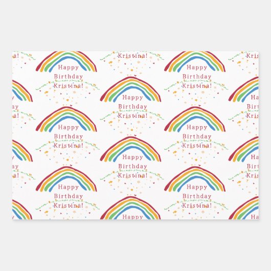 Kleurrijke Rainbow Confetti Custom Inpakpapier Vel (Voorkant)