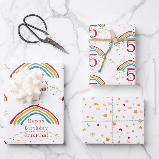 Kleurrijke Rainbow Confetti Custom Inpakpapier Vel (Voorkant)