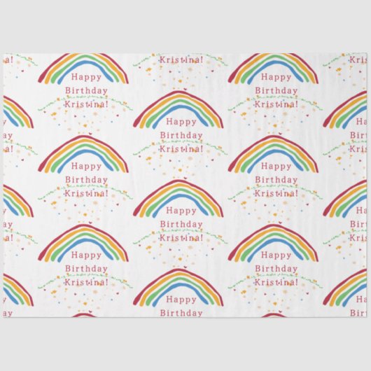 Kleurrijke Rainbow Confetti Custom Tissuepapier (Voorkant)