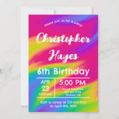 Kleurrijke Rainbow Confetti Kids Verjaardagsfeest Kaart (Voorkant)