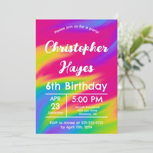 Kleurrijke Rainbow Confetti Kids Verjaardagsfeest Kaart (Staand voorkant)