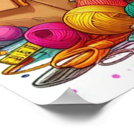 Kleurrijke Rainbow Crafting Girl Wall Poster Print (Hoek)