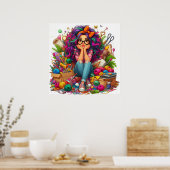 Kleurrijke Rainbow Crafting Girl Wall Poster Print (Keuken)