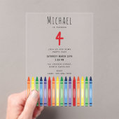 Kleurrijke Rainbow Crayons Kids Verjaardagsfeestje Acryl Uitnodigingen (Insitu (Draagbaar))