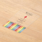 Kleurrijke Rainbow Crayons Kids Verjaardagsfeestje Acryl Uitnodigingen (Laagn)