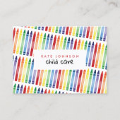 Kleurrijke Rainbow Crayons Kinder Leraar Kinderopv Visitekaartje (Voorkant)