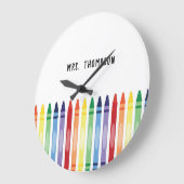 Kleurrijke Rainbow Crayons Leraar Waardering Grote Klok (Hoek)