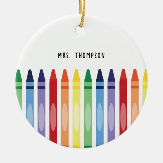 Kleurrijke Rainbow Crayons Leraar Waardering Keramisch Ornament (Voorkant)