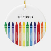 Kleurrijke Rainbow Crayons Leraar Waardering Keramisch Ornament (Achterkant)