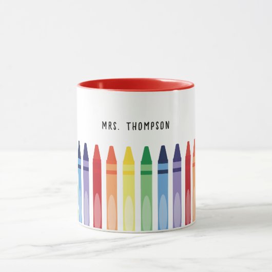 Kleurrijke Rainbow Crayons Leraar Waardering Mok (Midden)