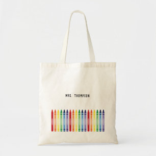 Kleurrijke Rainbow Crayons Leraar Waardering Tote Bag