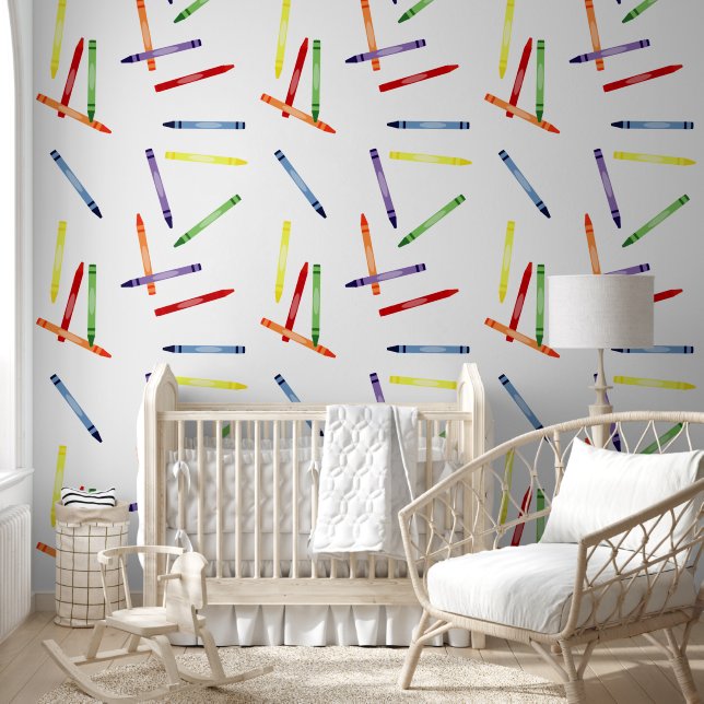 Kleurrijke Rainbow Crayons Patroon Behang (Kinderen)
